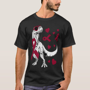 T Rex & Burgund Ribbon Multiples Myelom Bewusstsei T-Shirt