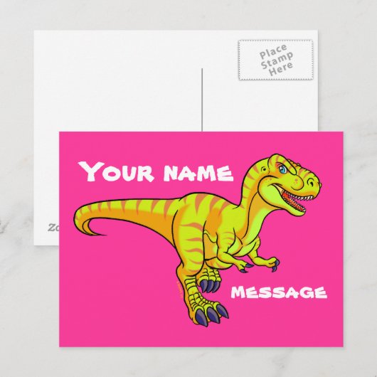 T-Rex-Cartoon Postkarte (Vorne/Hinten)