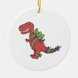 T-Rex Chirstmas-Ribboned Verzierung Keramik Ornament