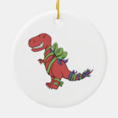 T-Rex Chirstmas-Ribboned Verzierung Keramik Ornament (Hinten)