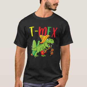 T Rex Cinco De Mayo Mexican Dinosaur Guitar Somber T-Shirt