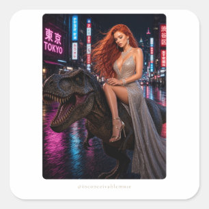 T-Rex Couture Unfassbare Muse Quadratischer Aufkleber