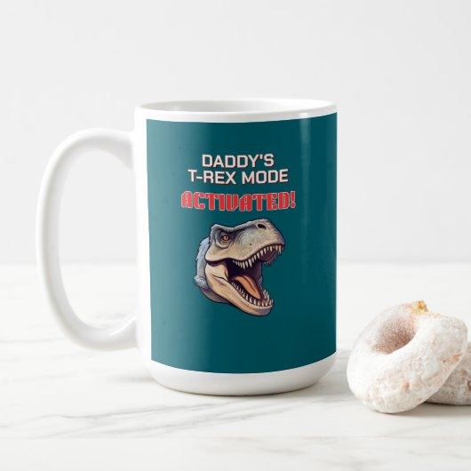 T-Rex Dad-Modus aktiviert Dinosaurier-Meme Kaffeetasse (Mit Donut)
