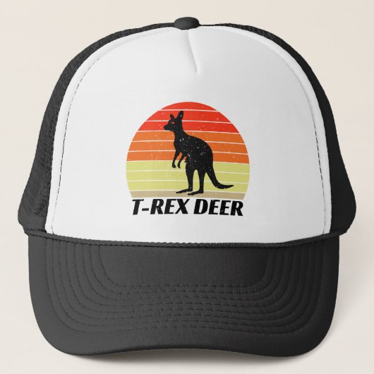T-Rex Deer Tyrannosaurus Kangaroo - Retro Sunset Truckerkappe (Vorderseite)