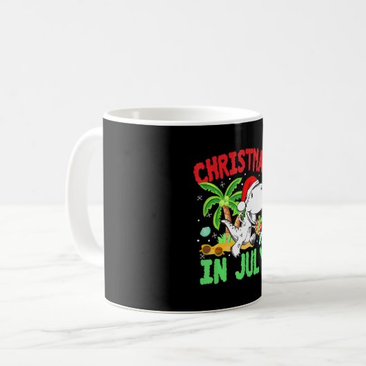 T Rex Dino Christmas im Juli Jungs Kleinkind Kaffeetasse (Vorderseite Links)