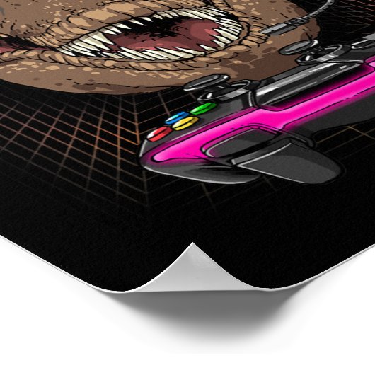 T Rex Dino Gamer Computervideospiel Lover Streami Poster (Ecke)