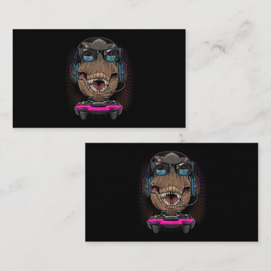 T Rex Dino Gamer Computervideospiel Lover Streami Visitenkarte (Vorne/Hinten)