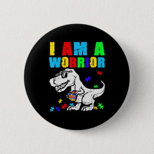T Rex Dino I Bin ein Krieger Autismus Autismus Bew Button
