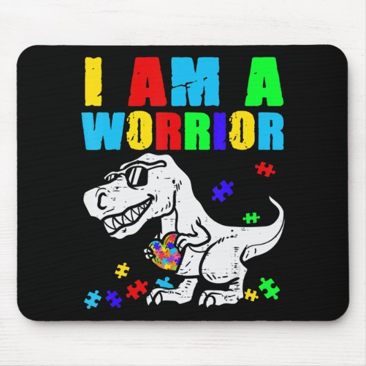 T Rex Dino I Bin ein Krieger Autismus Autismus Bew Mousepad (Vorne)