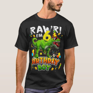 T Rex Dino Rawr Im 6 Dinosaur 6. Geburtstag Junge  T-Shirt