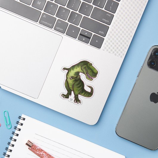 T-Rex Dinosar Aufkleber (Laptop mit iPhone)