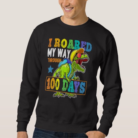 T Rex Dinosaur 100 Days Of School Boys Kids 100th Sweatshirt (Vorderseite)