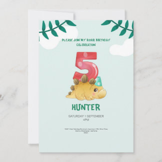 T-Rex Dinosaur 4. Geburtstag Einladung Kinder Part