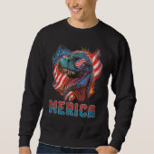T Rex Dinosaur 4th of July American Flag USA Ameri Sweatshirt (Vorderseite)