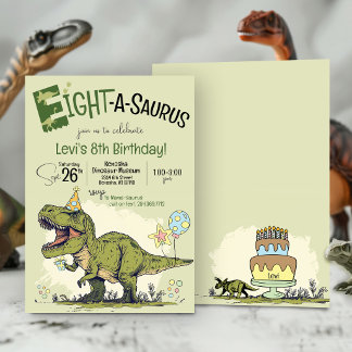 T-Rex Dinosaur Acht-A-Saurus 8. Geburtstagsfeier Einladung