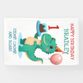 T Rex Dinosaur Add Age Happy Birthday Party Banner (Horizontal)