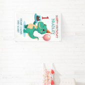 T Rex Dinosaur Add Age Happy Birthday Party Banner (InSitu)