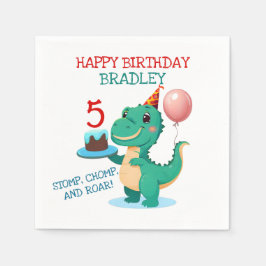 T Rex Dinosaur Add Age Happy Birthday Party Serviette