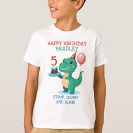 T Rex Dinosaur Add Age Happy Birthday Party T-Shirt