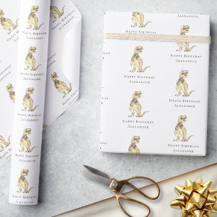 T-Rex Dinosaur Alles Gute zum Geburtstag Personali Geschenkpapier