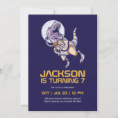 T-rex Dinosaur Astronauten Weltraum Kindergeburtst Einladung (Vorderseite)