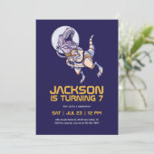 T-rex Dinosaur Astronauten Weltraum Kindergeburtst Einladung (Stehend Vorderseite)