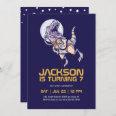 T-rex Dinosaur Astronauten Weltraum Kindergeburtst Einladung (Vorne/Hinten)