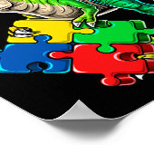 T Rex Dinosaur Autismus Bewusstsein Puzzle Piece G Poster (Ecke)