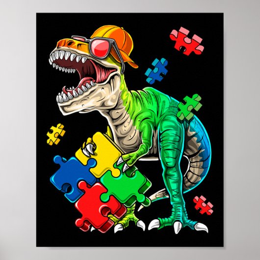 T Rex Dinosaur Autismus Bewusstsein Puzzle Piece G Poster (Vorne)
