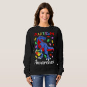 T Rex Dinosaur Autismus Bewusstsein Puzzle Stückch Sweatshirt (Vorne ganz)