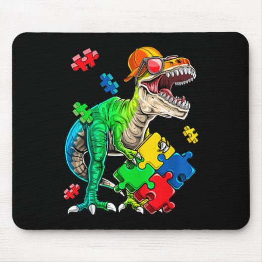 T Rex Dinosaur Autismus Sensibilisierung Puzzle Pi Mousepad (Vorne)