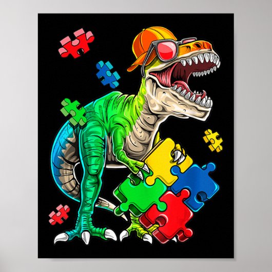 T Rex Dinosaur Autismus Sensibilisierung Puzzle Pi Poster (Vorne)