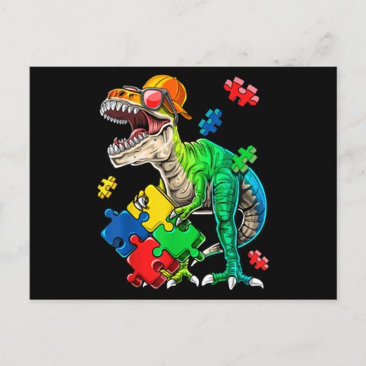 T Rex Dinosaur Autismus Sensibilisierung Puzzle Pi Postkarte (Vorderseite)