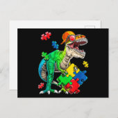 T Rex Dinosaur Autismus Sensibilisierung Puzzle Pi Postkarte (Vorne/Hinten)