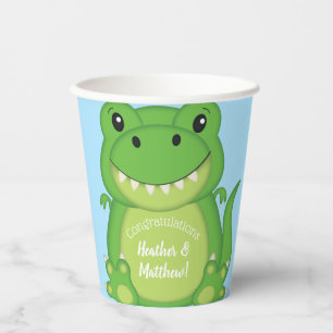 T-Rex Dinosaur Baby Dusche Blue Pappbecher