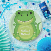 T-Rex Dinosaur Babydusche Grün Pappteller (Party)