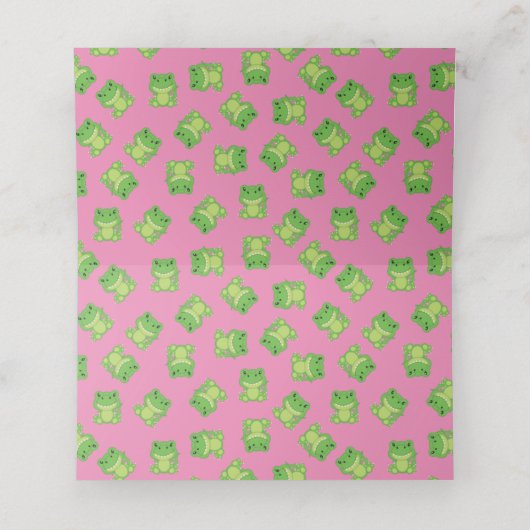 T-Rex Dinosaur Babydusche Pink Platzkarte (Innenseite Aufgefaltet)