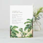 T-Rex Dinosaur Birthday Einladung (Stehend Vorderseite)