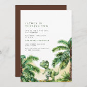 T-Rex Dinosaur Birthday Einladung (Vorne/Hinten)