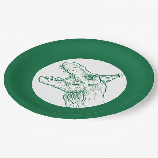 T-Rex Dinosaur Birthday Pappteller (Schrägansicht)