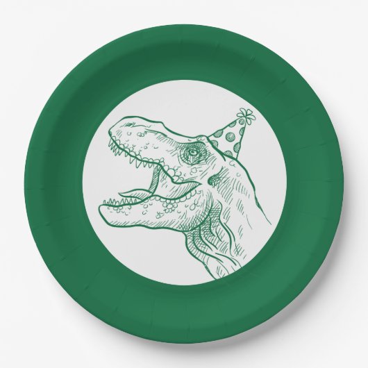 T-Rex Dinosaur Birthday Pappteller (Vorderseite)