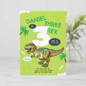 T-Rex Dinosaur Birthday Party Einladung (Stehend Vorderseite)