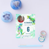 T Rex Dinosaur Birthday Party Foto Budget Flyer (Einzeln)