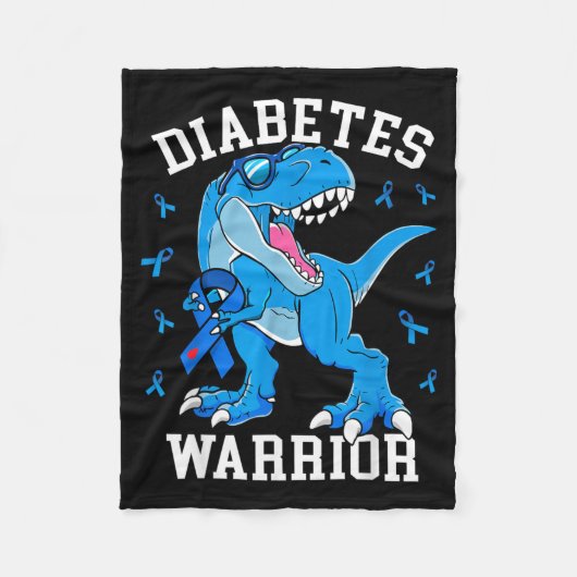 T-Rex Dinosaur Blaues Band Typ-1-Diabetes Fleecedecke (Vorderseite)