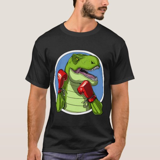 T-Rex Dinosaur Boxen T-Shirt (Vorderseite)