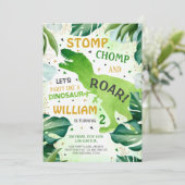 T Rex Dinosaur Boy Birthday Einladung (Stehend Vorderseite)