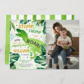 T Rex Dinosaur Boy Birthday Foto Einladung (Vorne/Hinten)