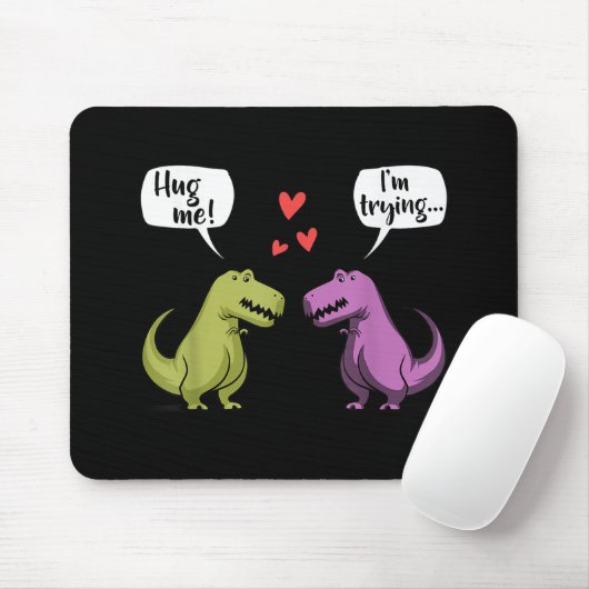 T-Rex Dinosaur Couple Hug Me Valentinstag Funny Mousepad (Mit Mouse)
