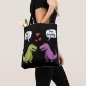 T-Rex Dinosaur Couple Hug Me Valentinstag Funny Tasche (Von Nahem)