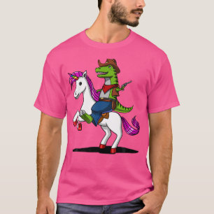 T-Rex Dinosaur Cowboy Riding Unicorn Funny Girls B T-Shirt